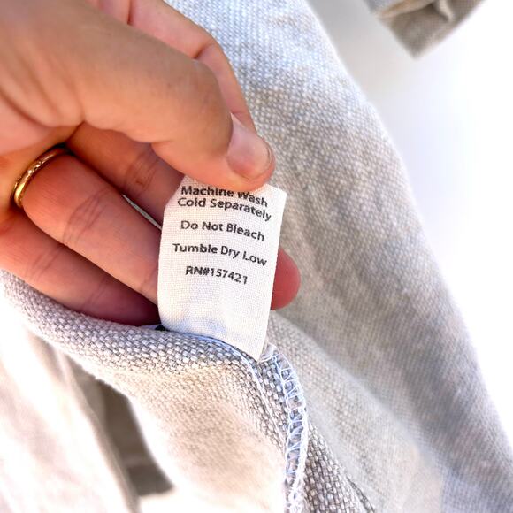 Filosofia Linen Coat Taupe XS Button Minimalist Sustainable Oversized Wabi-Sabi - Picture 10 of 10